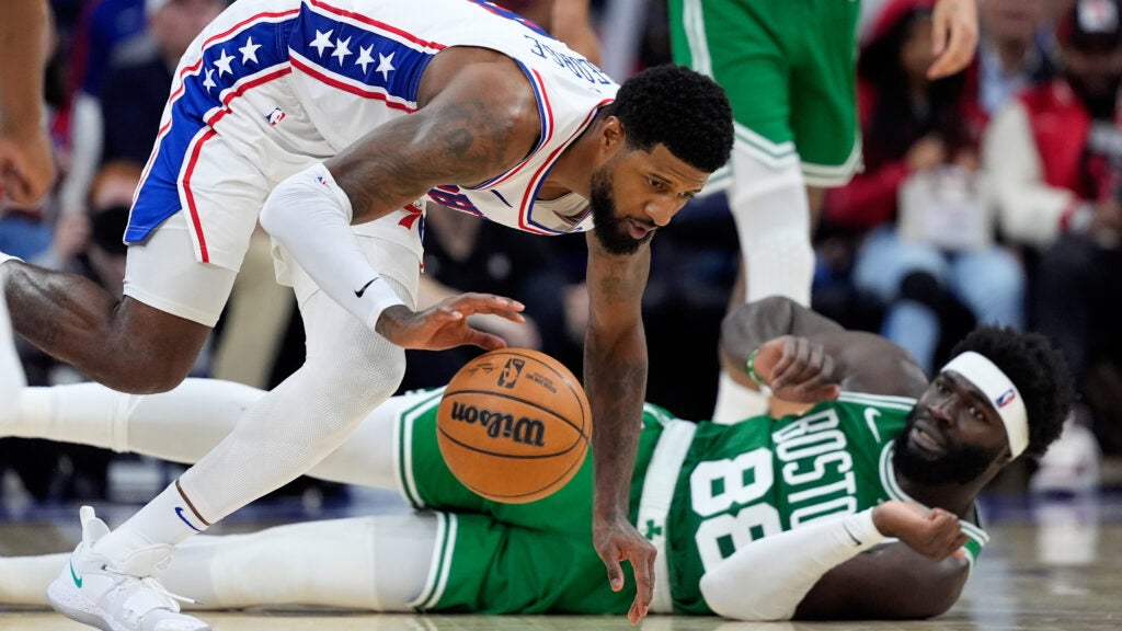 Philadelphia 76ers playoff action against the Boston Celtics in the 2026 NBA Playoffs first round, series tied 3-3 entering Game 7 at TD Garden