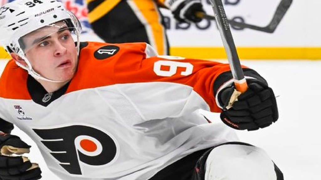 Philadelphia Flyers winger celebrating a goal during the East First Round series against the Pittsburgh Penguins as the Flyers lead the series 3-1 heading into Game 5