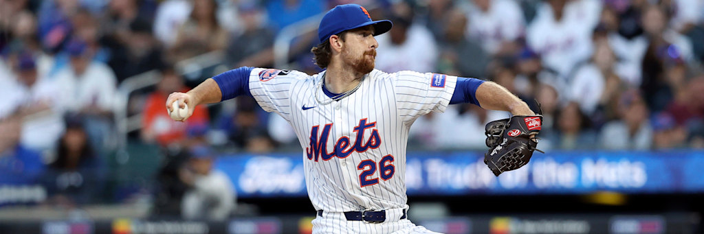 Nolan McLean New York Mets right-handed starting pitcher delivering on the road in a Saturday night MLB matchup at Angel Stadium against the Los Angeles Angels with the Mets priced at -126 on the moneyline