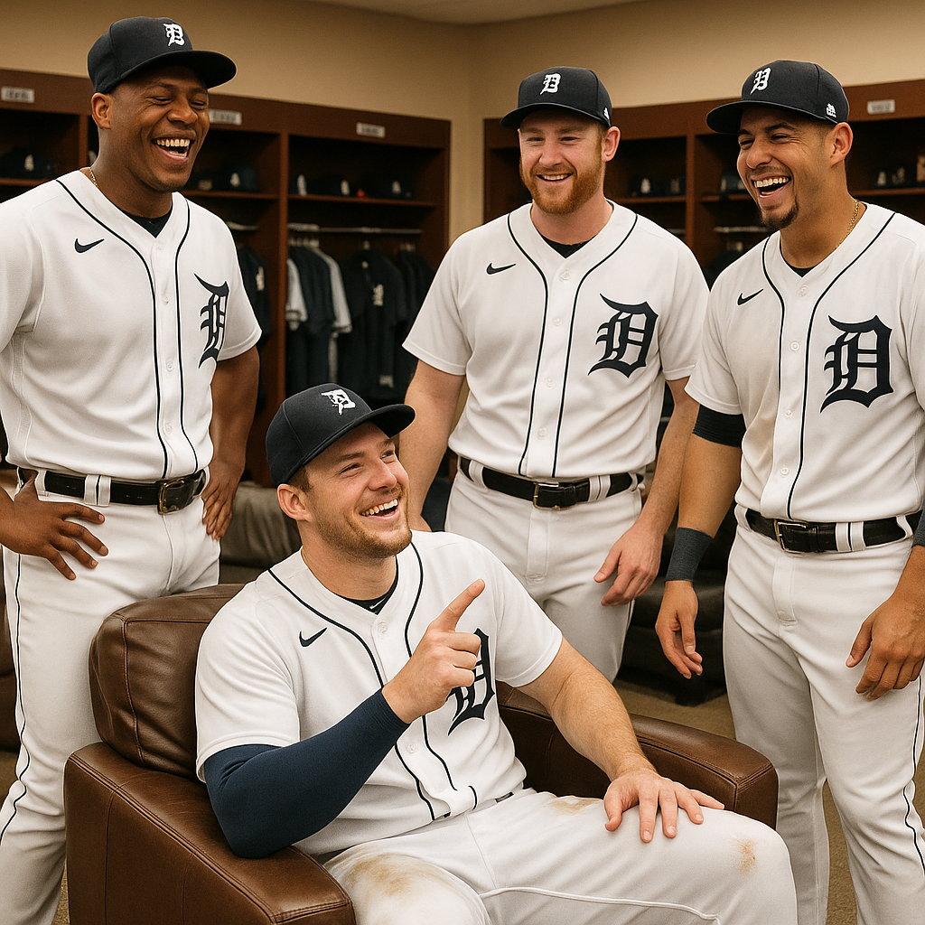 Detroit Tigers players celebrating