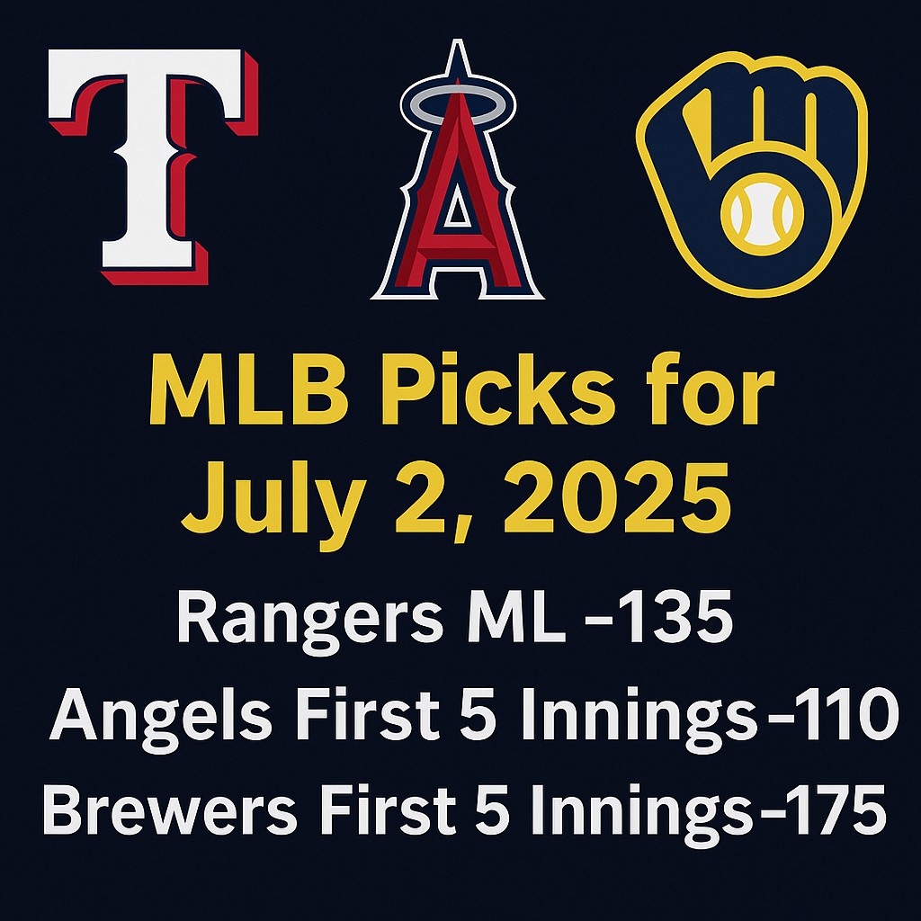 Rangers, Angels, and Brewers logos for MLB picks